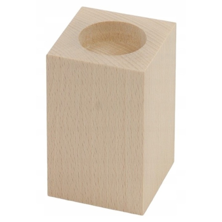 Suport lumanari, peewit, dreptunghiular, lemn de fag, 12x6cm