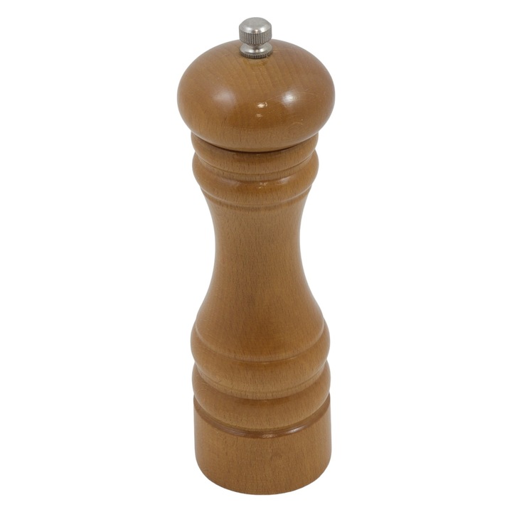 Rasnita de condimente din lemn, peewit, mic, culoare jasna bronz, mecanism din fonta, 18cm