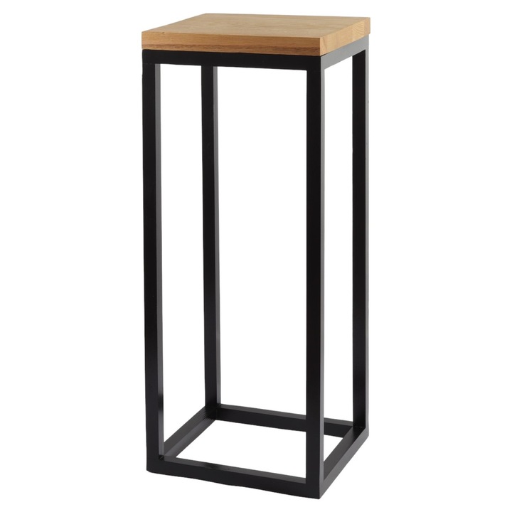 Kwietnik nagy Peewit állvány, 62cm, tölgyfa, olajozott tetejű, fekete lábú