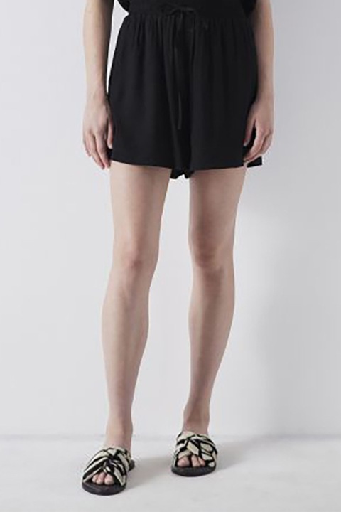 Ipekyol, Pantaloni scurti cu fronseuri si snur, Negru, 34