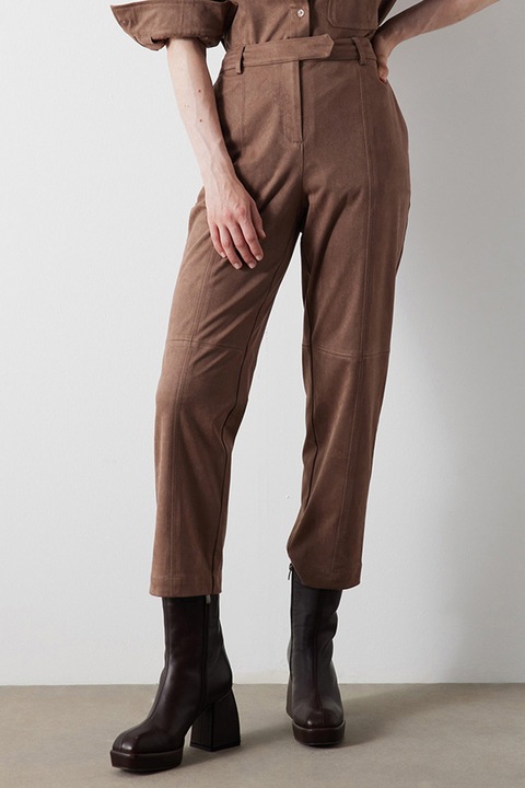 Ipekyol, Pantaloni drepti cu talie inalta, Maro pamantiu, 42