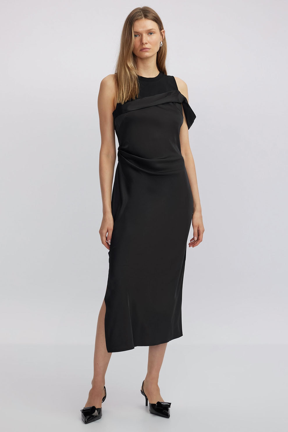 Ipekyol, Rochie midi fara maneci, Negru, 34