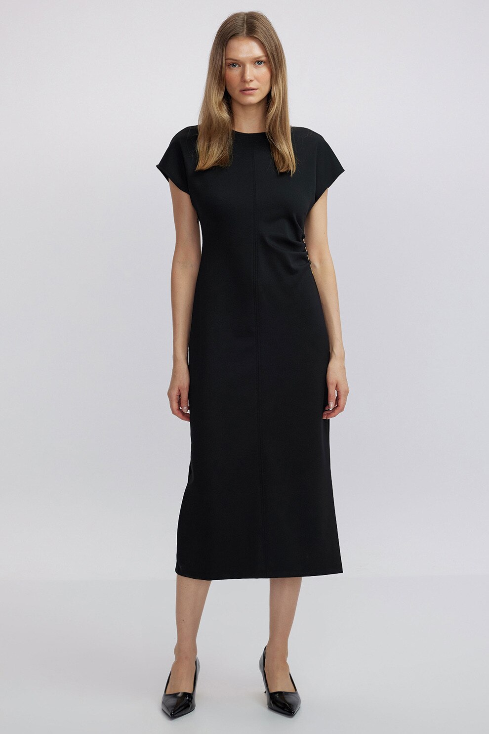 Ipekyol, Rochie midi cu slit pe partea din spate, Negru, 38