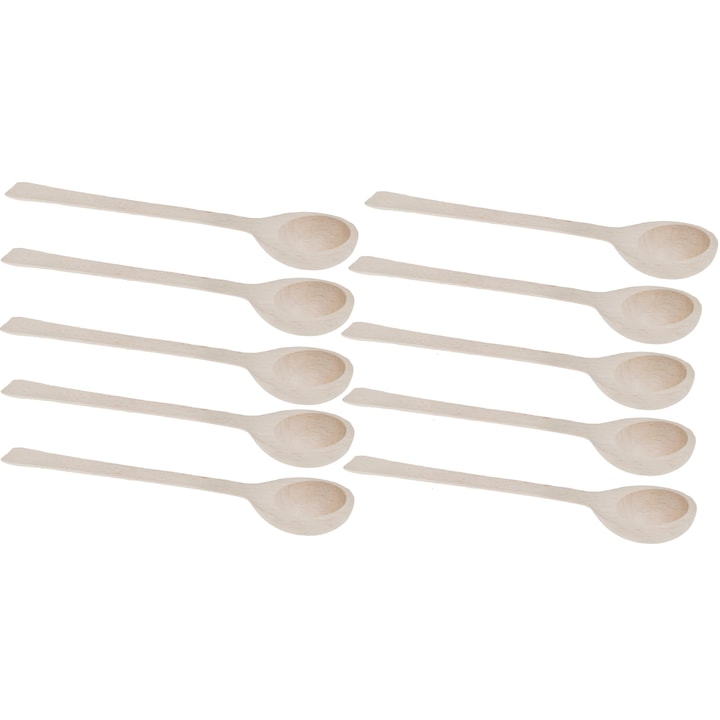 Set 10 lingurite din lemn de fag 15x2cm pentru zahar si sare