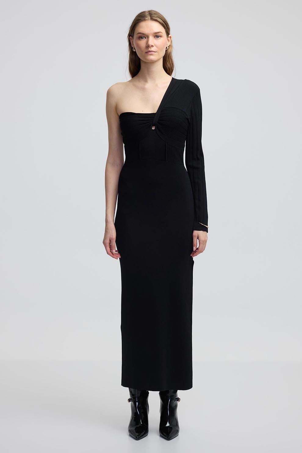 Ipekyol, Rochie maxi din tricot fin, Negru stins, 36