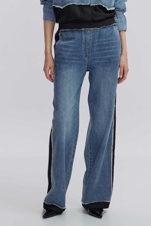 Ipekyol, Blugi cu insertii contrastante, Albastru pastel/Negru, 36