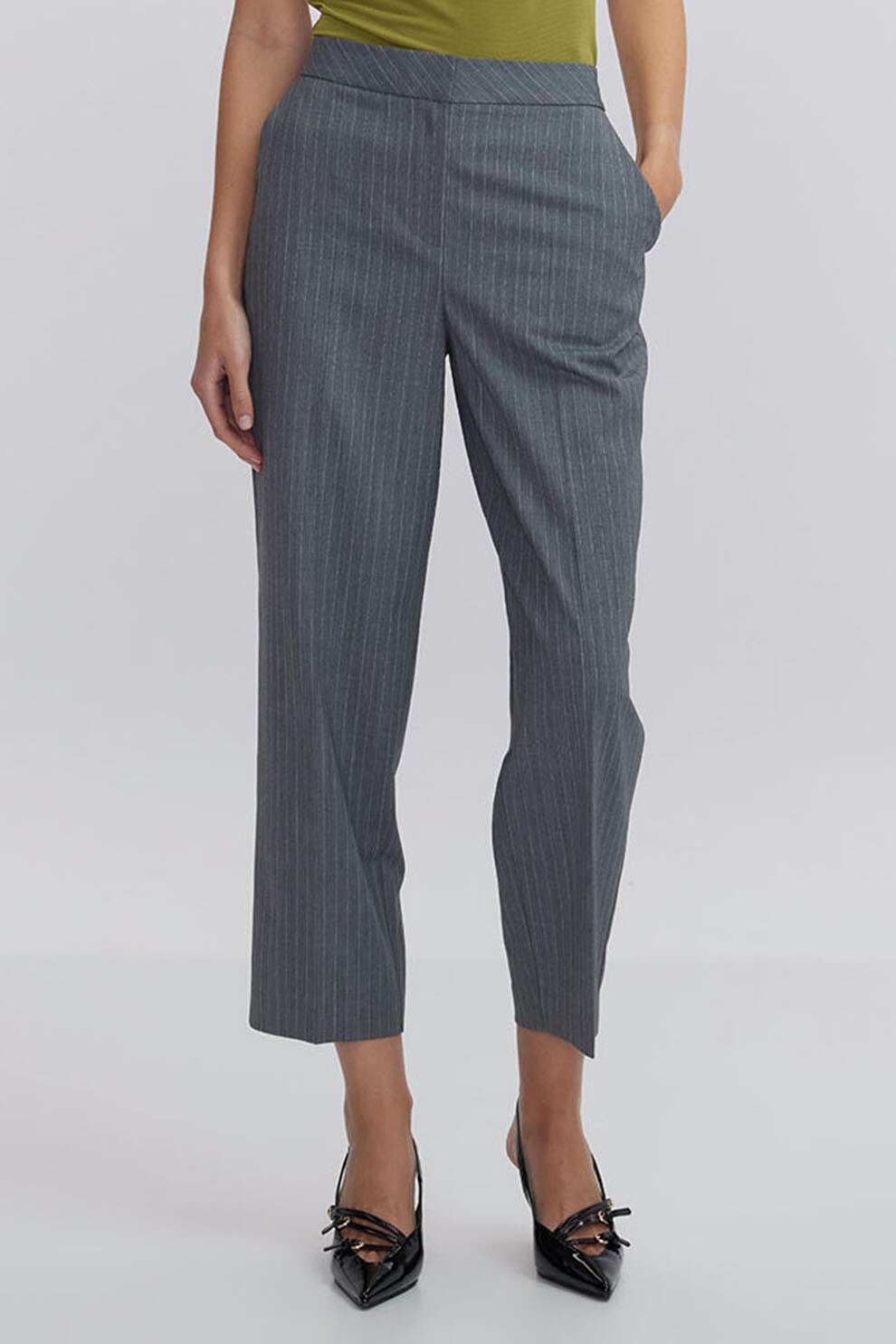 Ipekyol, Pantaloni eleganti capri din amestec de lana, Gri deschis, 36