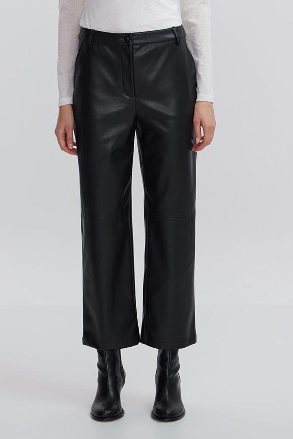 Ipekyol, Pantaloni capri din piele ecologica, Negru, 40