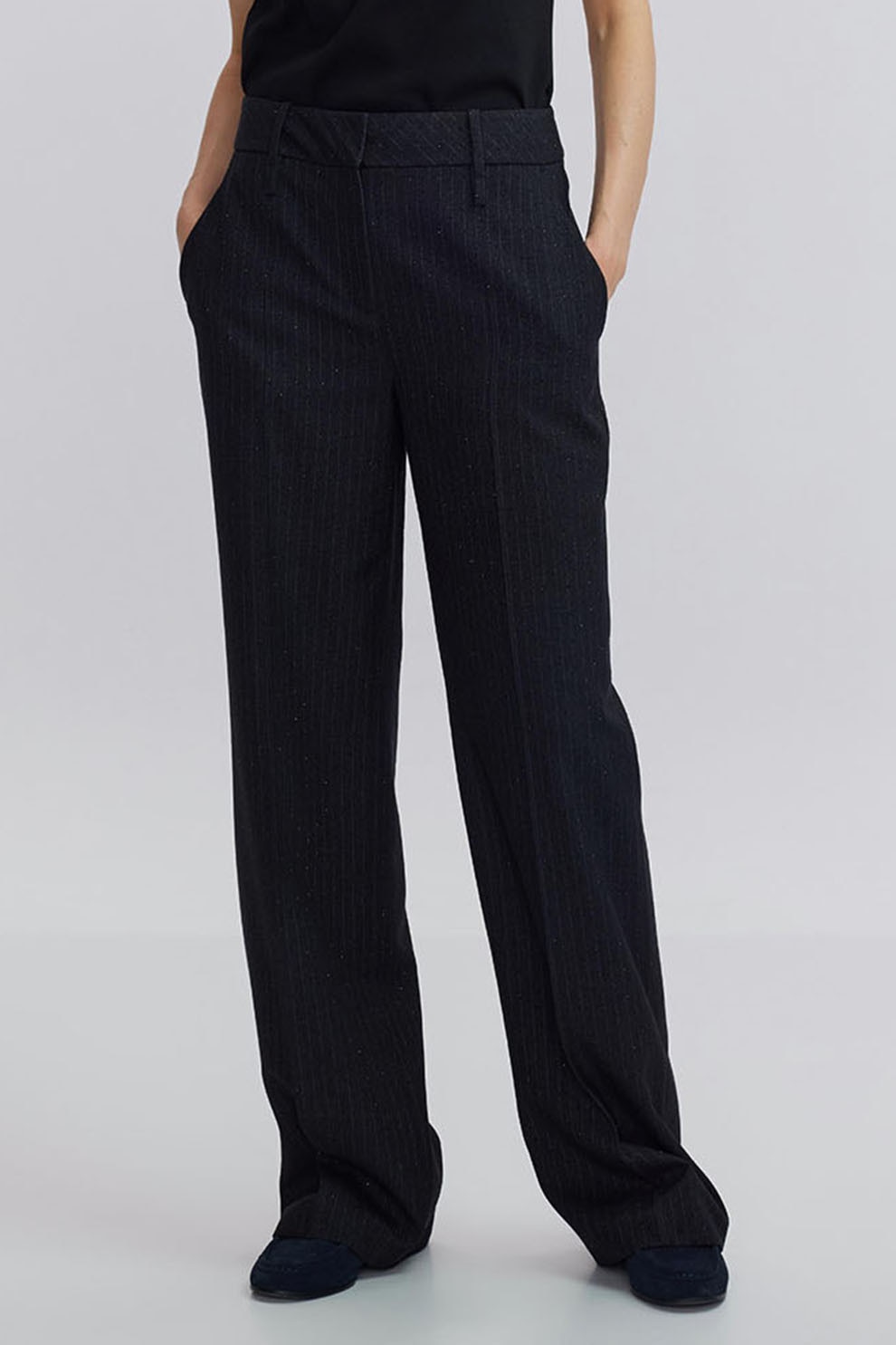 Ipekyol, Pantaloni eleganti drepti cu aspect stralucitor, Gri antracit, 40