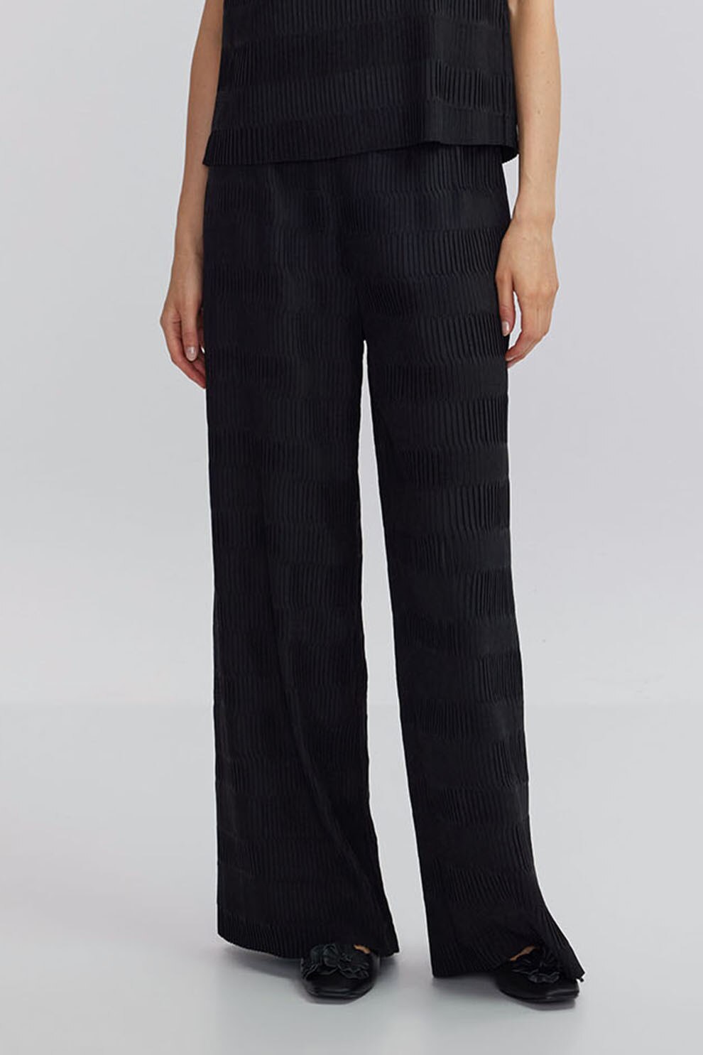 Ipekyol, Pantaloni cu aspect texturat si talie inalta, Negru, 36