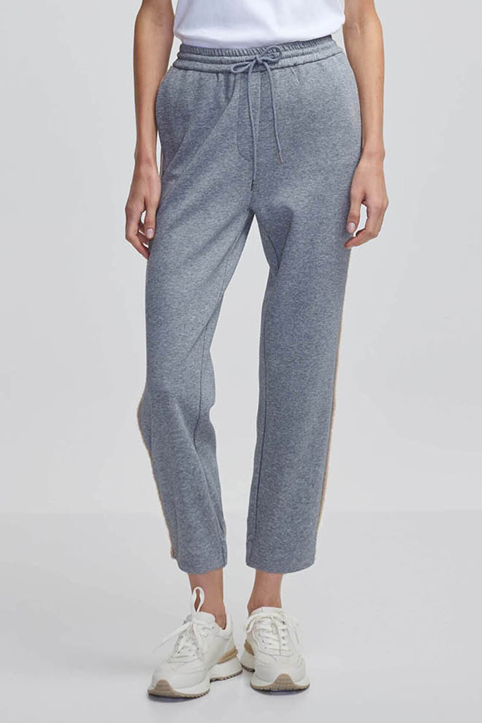 Ipekyol, Pantaloni conici cu talie inalta, Gri melange, S
