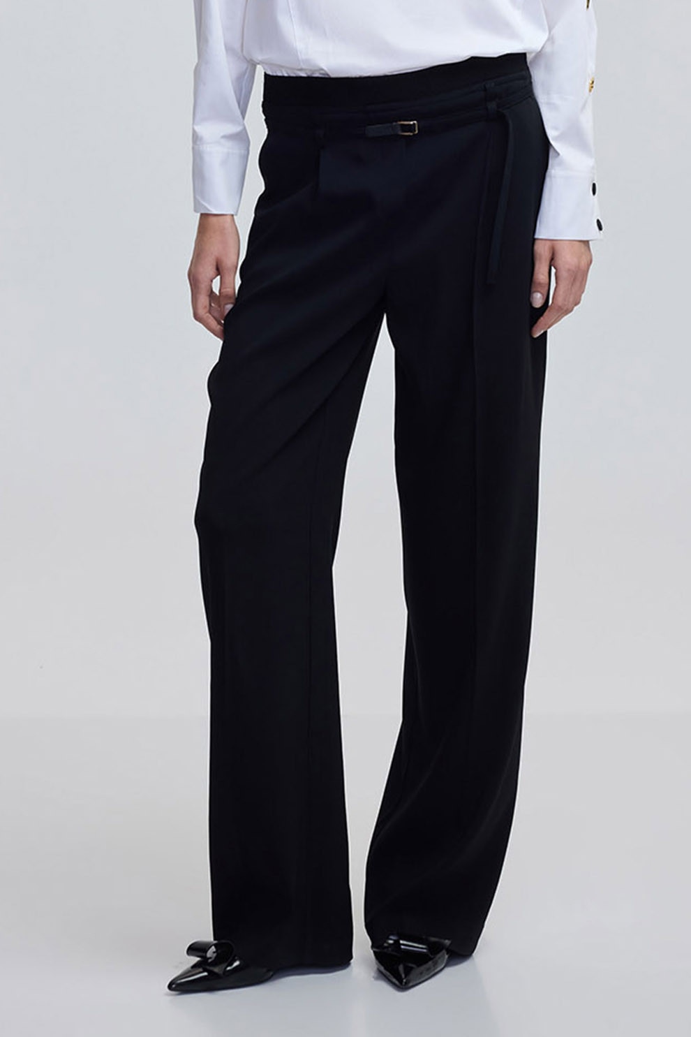 Ipekyol, Pantaloni cu croiala ampla si talie inalta, Negru, 40