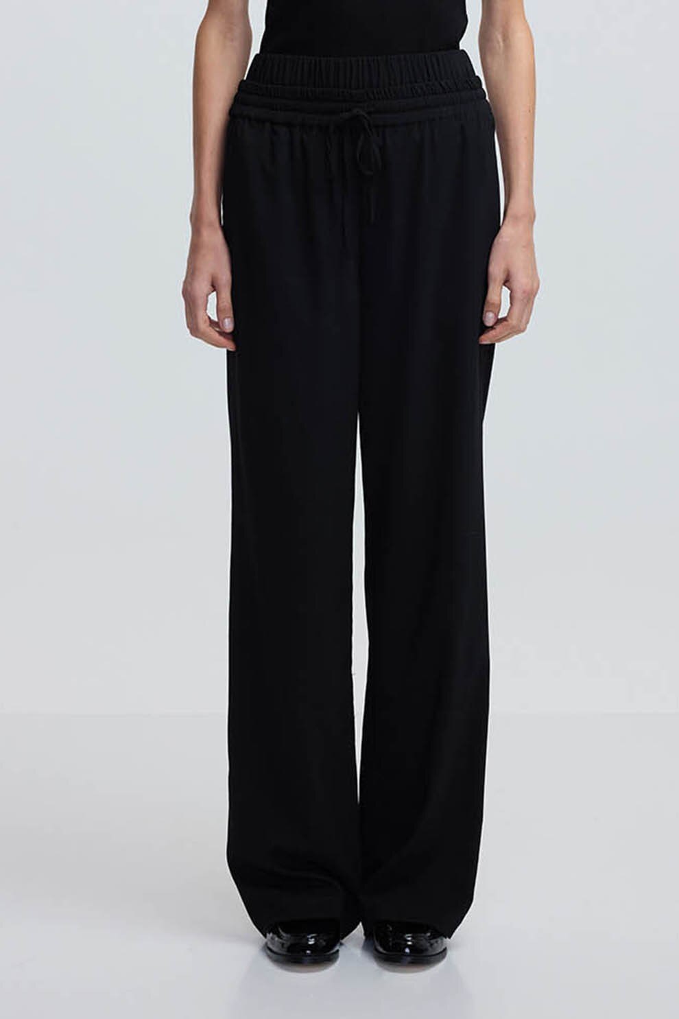 Ipekyol, Pantaloni cu talie inalta si snururi, Negru, 36