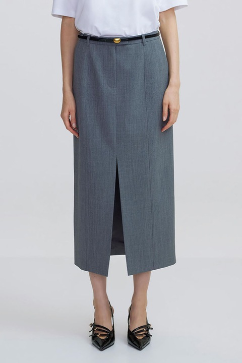 Ipekyol, Fusta midi din amestec de lana, Gri