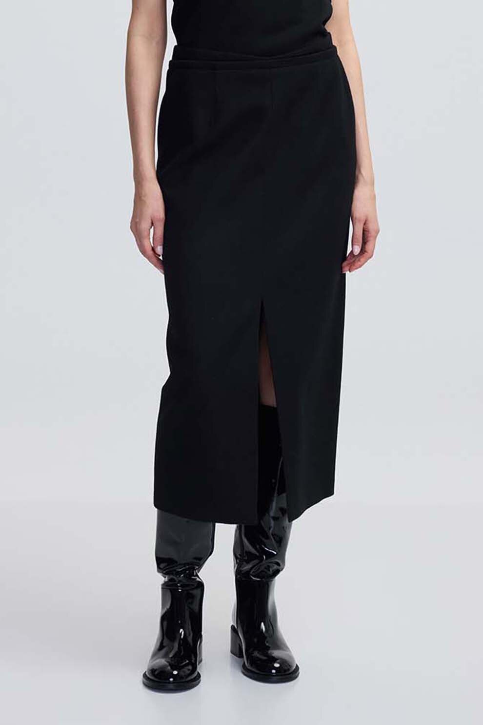 Ipekyol, Fusta midi cu pensa si slit, Negru, 40