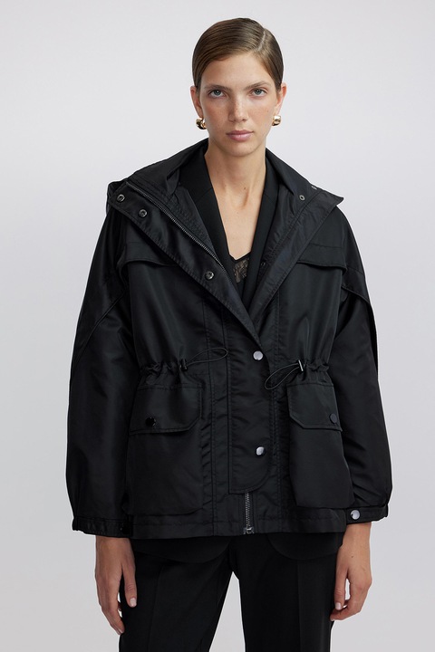 Ipekyol, Jacheta cu gluga si cordon in talie, Negru