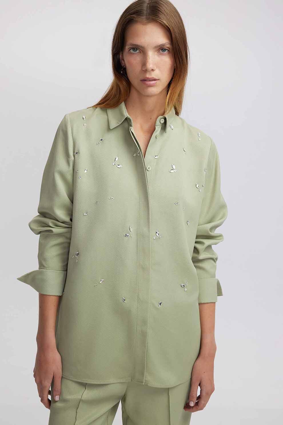 Ipekyol, Camasa lejera cu nasturi, Verde pal, 38