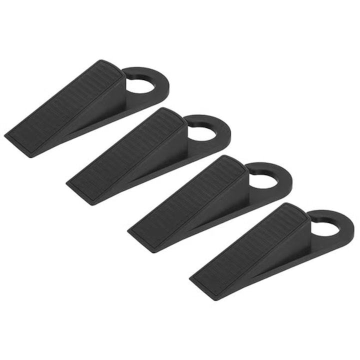 Set 4 opritoare de usa TodyJeyHo, cauciuc TPR, design antiderapant, negru