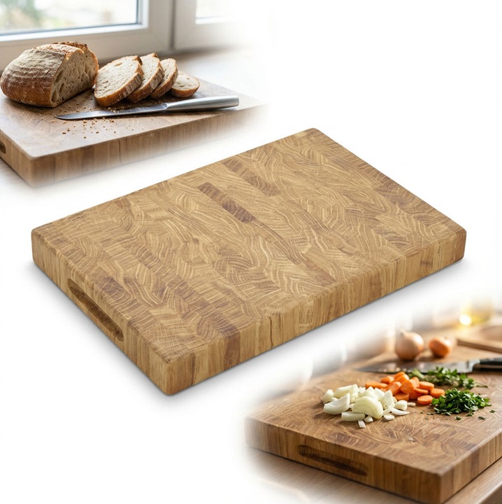 Tocator de bucatarie, peewit, 30x24x4cm, din lemn de stejar, uleiat