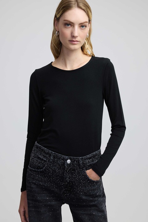 Ipekyol, Bluza slim-fit din amestec de modal, Negru