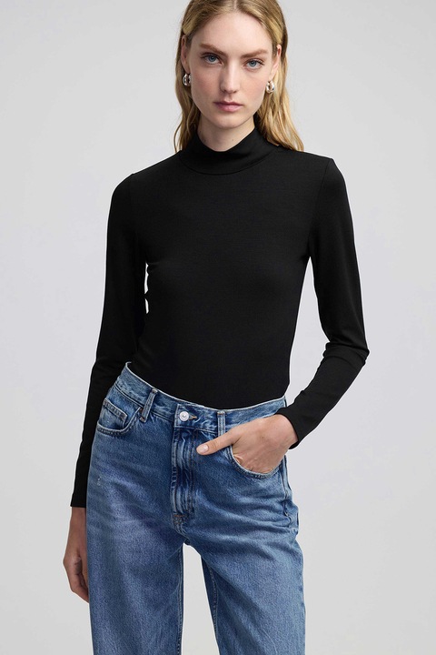 Ipekyol, Bluza din amestec de lyocell cu guler scurt, Negru