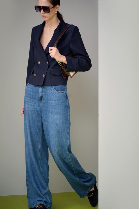 Ipekyol, Sacou crop cu doua randuri de nasturi, Bleumarin