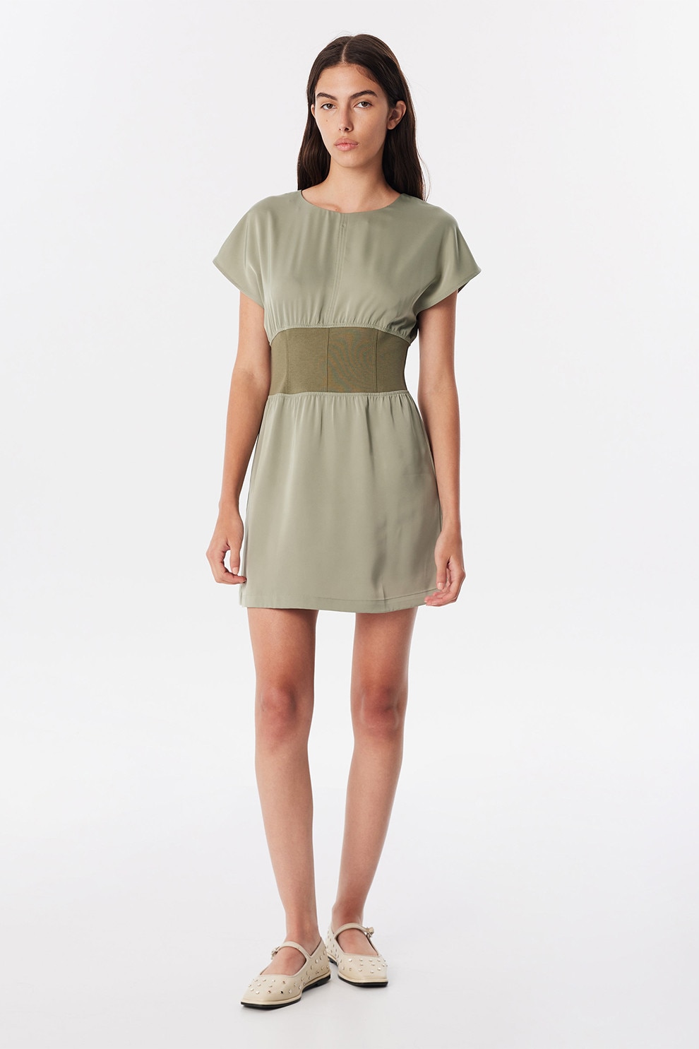 Twist, Rochie scurta cu fermoar, Verde pal, 36