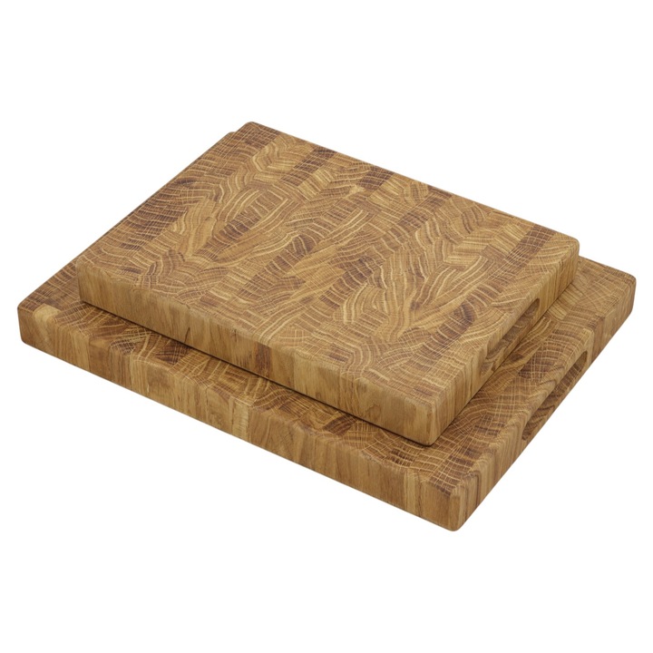 Комплект кухненски дъски за рязане, дъбова дървесина, 2 части, 30x24 см и 40x30 см, обработени с масло