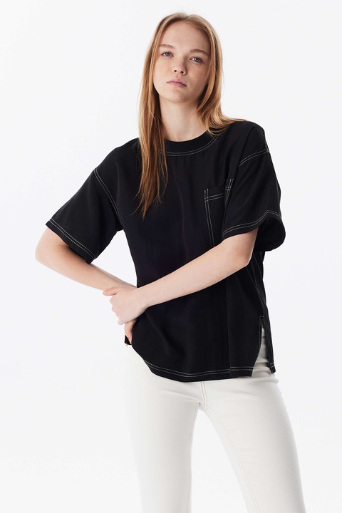 Twist, Tricou cu cusaturi contrastante, Negru