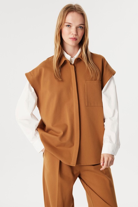 Twist, Camasa cu aspect 2in1, Alb/Caramel