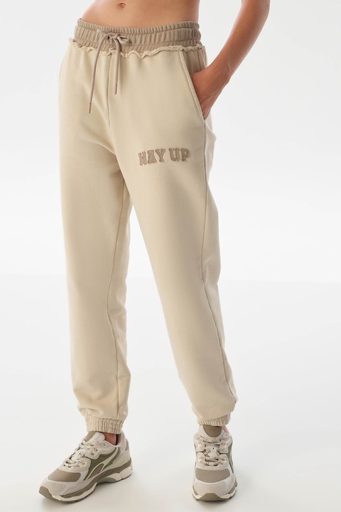 Twist, Pantaloni de trening regular-fit din bumbac, Maro nisip, L