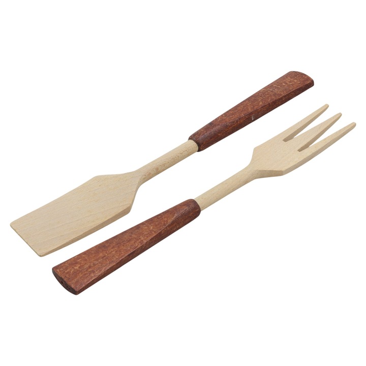 Set ustensile gratar, peewit, lopata si furculita, lemn, 26x3cm, 26x3,5cm, culoare maro