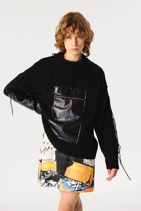 Twist, Pulover lejer din amestec de lana, Negru, S