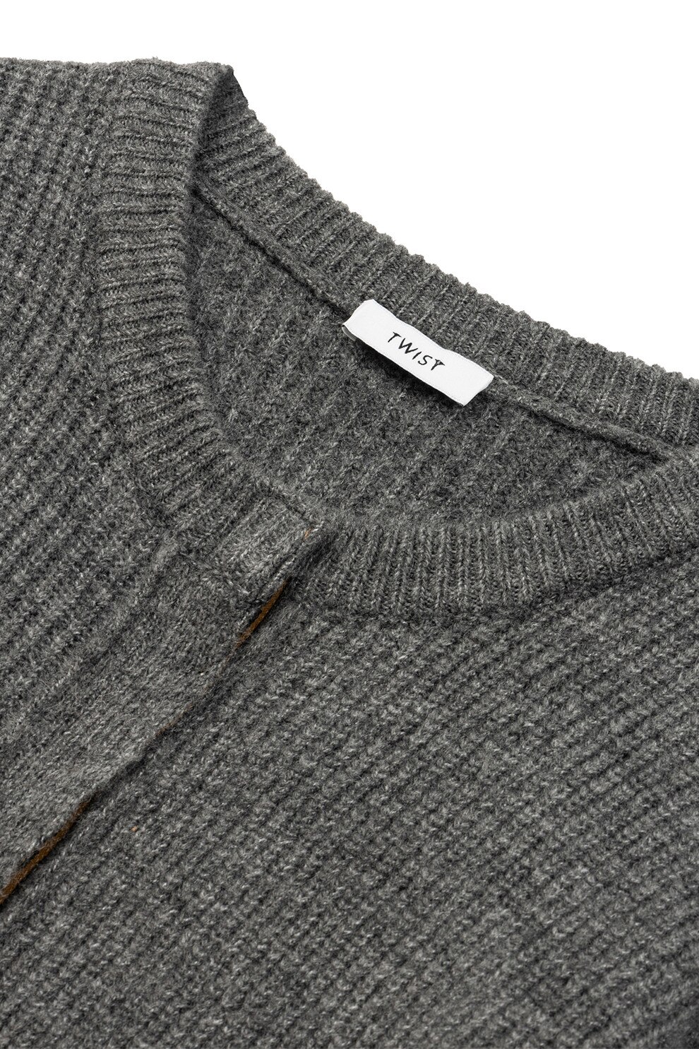Twist, Cardigan lejer cu nasturi, Gri inchis melange, L - eMAG.ro