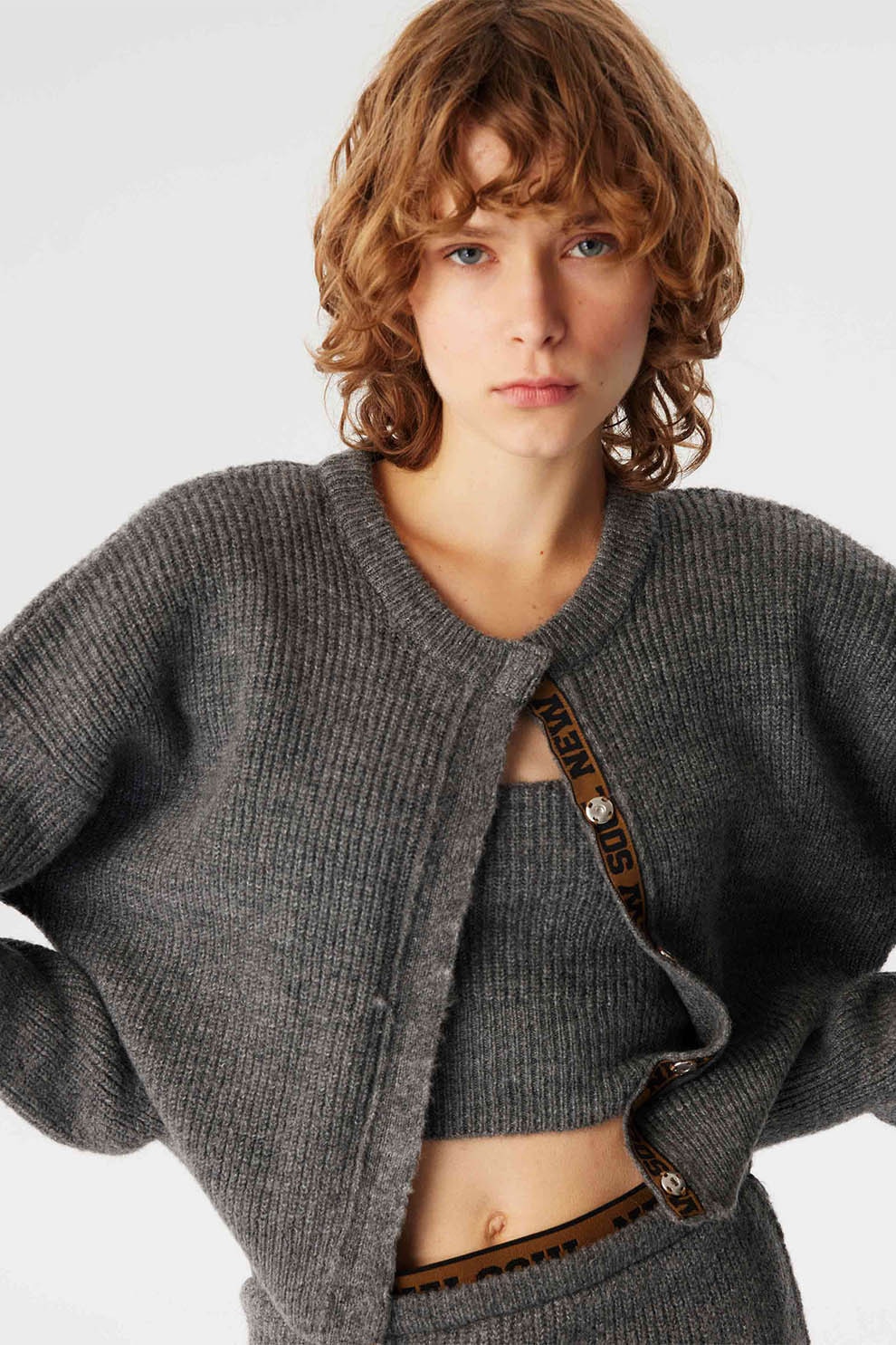 トップス ULTERIOR HARD TWISTED COTTON CARDIGAN Twist, Cardigan lejer cu nasturi, Gri inchis melange, L - eMAG.ro