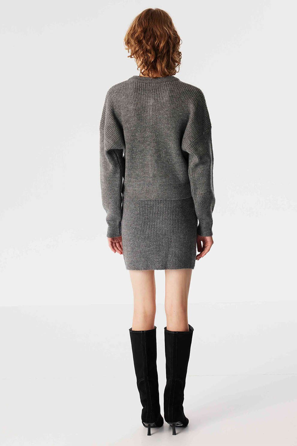 Twist, Cardigan lejer cu nasturi, Gri inchis melange, L - eMAG.ro