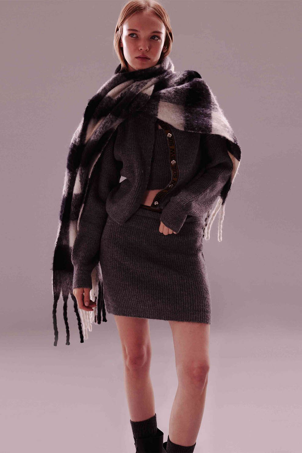 Twist, Cardigan lejer cu nasturi, Gri inchis melange, L - eMAG.ro