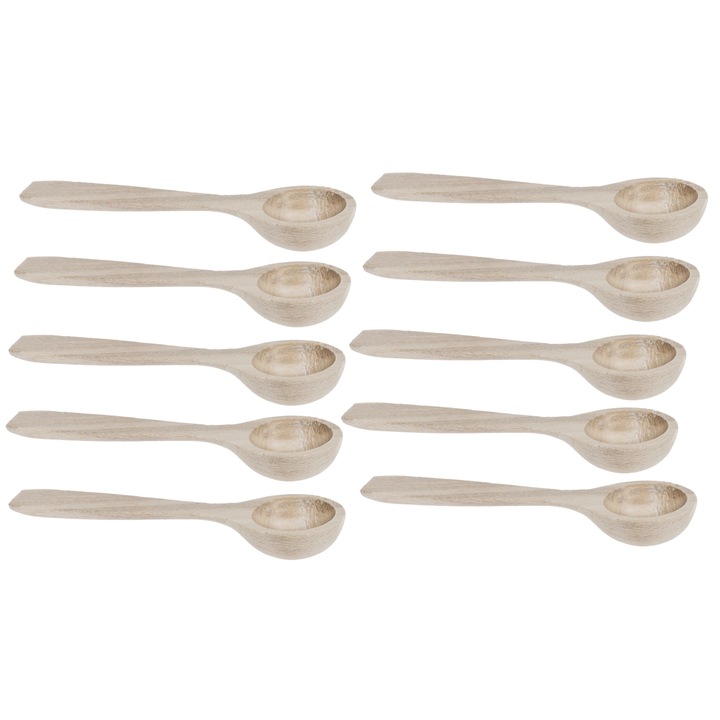 Set 10 lingurite din lemn de 6 cm pentru sare si zahar, Peewit