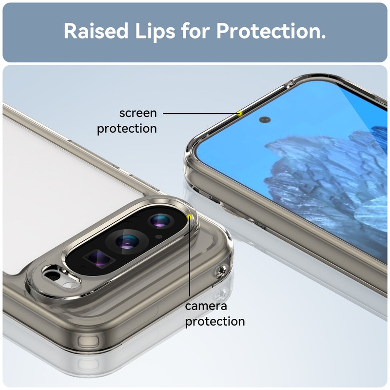 Husa telefon, pentru Google Pixel 9/9 Pro De inalta calitate Hard Backplane Soft Border Pure si Luminos Simtire confortabila, Gri, ransparent