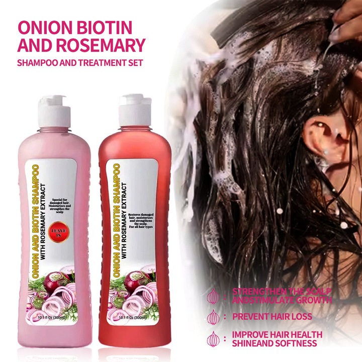 Set de sampon si balsam cu biotina naturala si rozmarin. Promoveaza cresterea parului, facandu-l mai puternic, mai gros, mai neted, mai stralucitor, ajuta la prevenirea caderii, subtierii parului