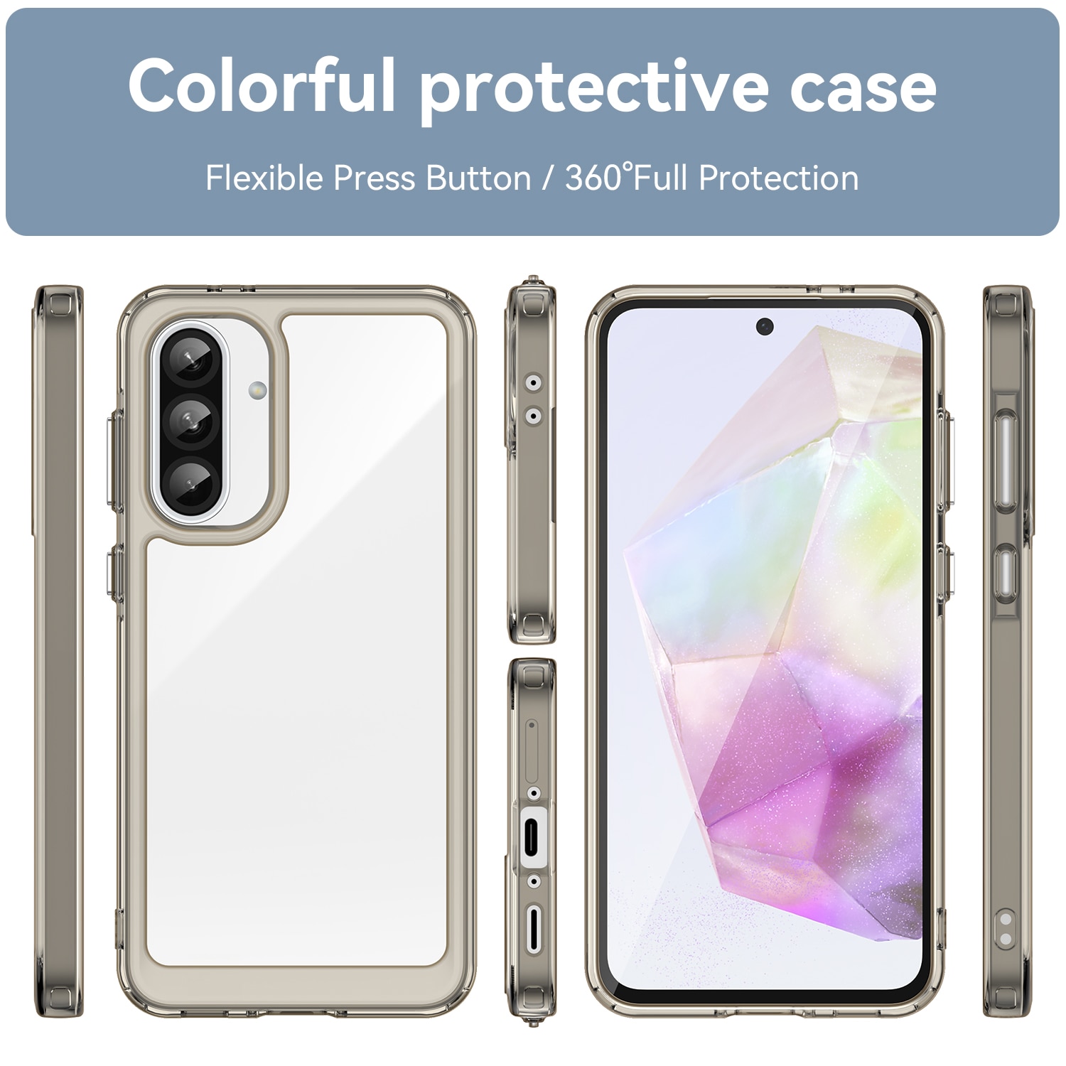 Husa telefon, pentru Samsung Galaxy A56 5G De inalta calitate Hard Backplane Soft Border Pure si Luminos Simtire confortabila, Gri, ransparent