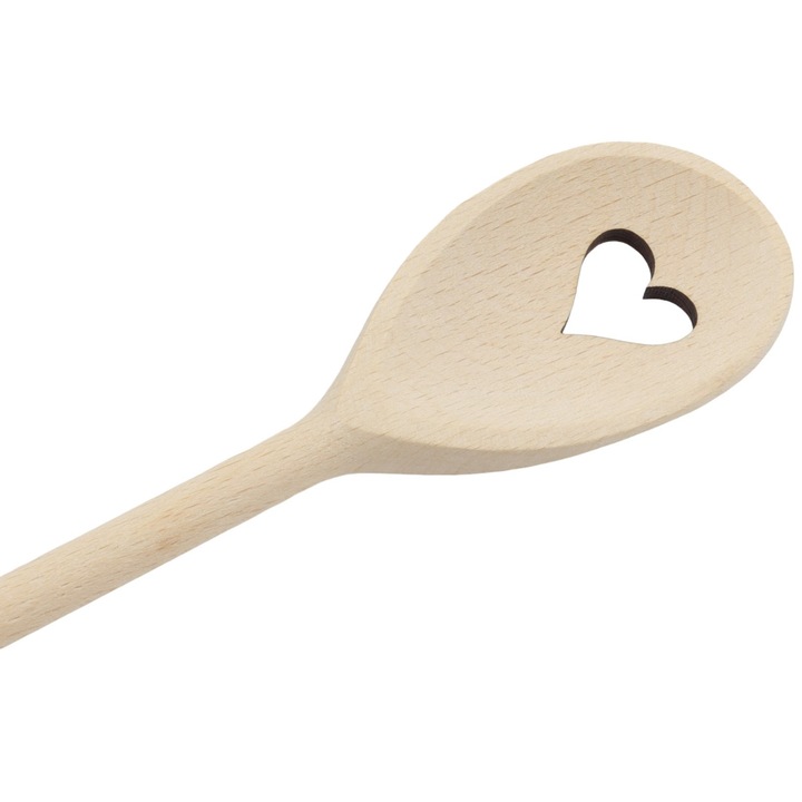 Lyza de bucatarie din lemn, Peewit, 30cm, design cu inima, lemn de fag
