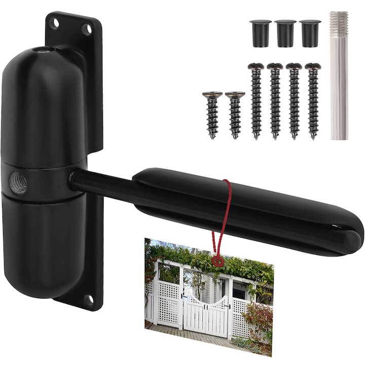 Amortizor Usa cu Arc Ajustabil, Inchidere Automata, Design Modern, Suporta Pana la 60 kg, Usor de Instalat, Functionare Silentioasa, Reglare Viteza, Usi Interioare cat si pentru Usi Exterioare, Negru