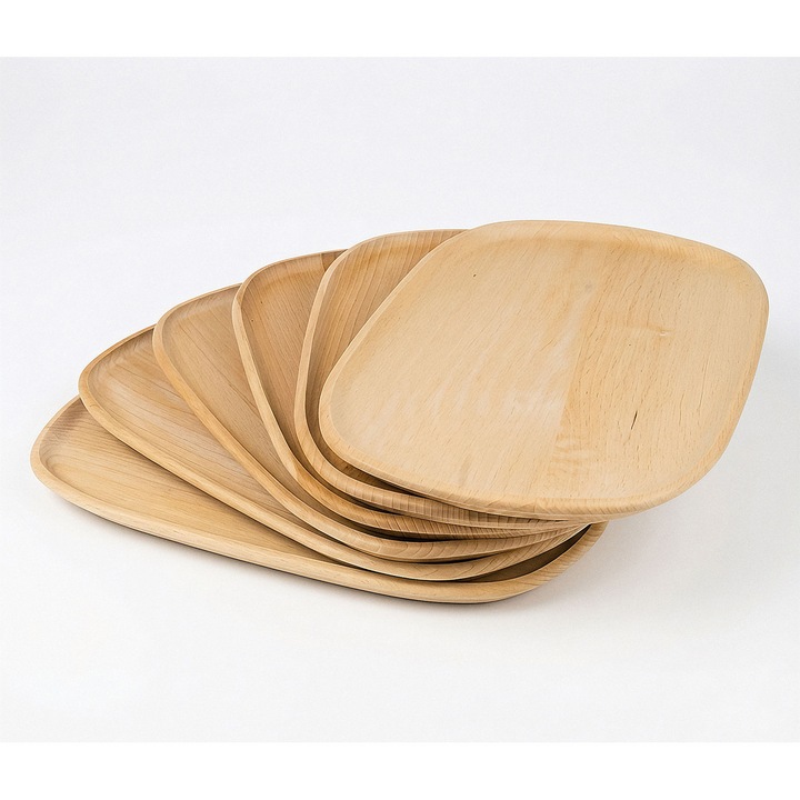 Set 6 platouri din lemn, peewit, 31x20cm, uleiute, pentru servire snacks-uri