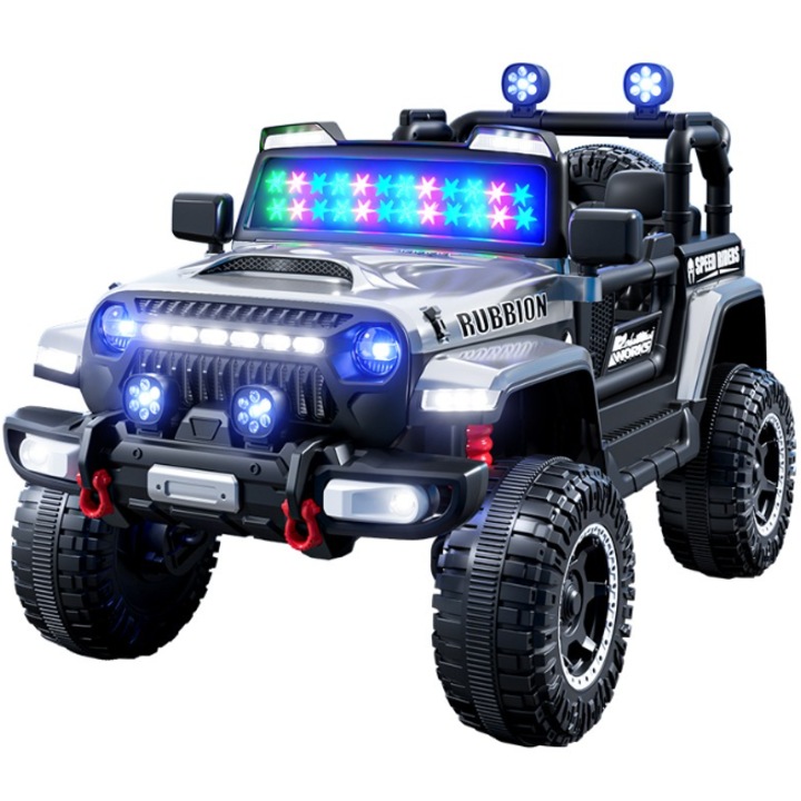 Masinuta Electrica Tip Off Road, De Tip 4X4, Acumulatori Inclusi, Baterie 12V, Control de la Distanta, Sistem de Iluminare, Sistem Sonorizare, 3+ Ani, Alb