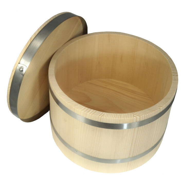 Bol de lemn, peewit, pentru dospirea aluatului de paine, 25L, 44x28cm, crem