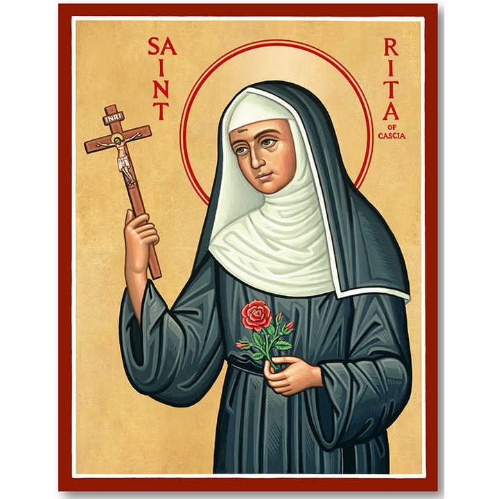 Icoana Sticker cu Pictograma Sf. Rita Din Cascia, autoadeziv, Cri-Flo, Marime 10 cm