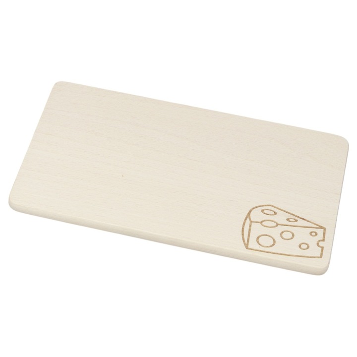 Tavita de taiat mini cu gravura, Peewit, lemn de fag, 22x12x1cm