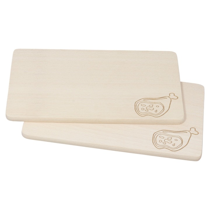Tocatoare de bucatarie, Peewit, set 2 bucati, lemn de fag, 22x12x1cm, personalizabil