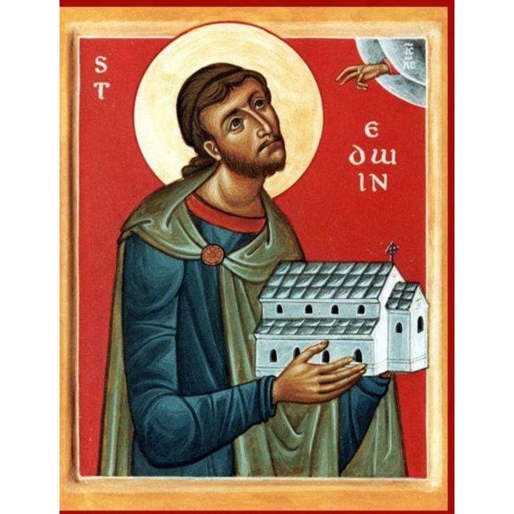 Icoana Sticker cu Sf. Edwin Din Northumbria, autoadeziv, Cri-Flo, Marime 25 cm